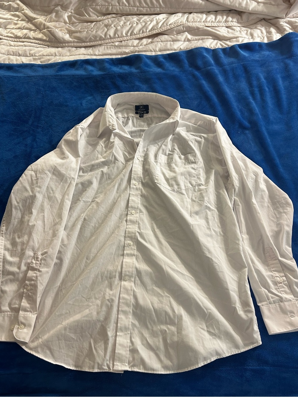 George White Classic Fit Button Up Dress Shirt XL 46-48